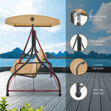 Tangkula 3 Seats Converting Patio Swing, Outdoor Porch Garden Canopy Swing with Comfortable Cushion Seats
