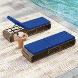 7-Position Adjustable PE Rattan Outdoor Chaise Lounge Chair