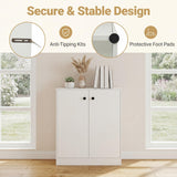 Tangkula Bathroom Storage Cabinet with 3-Tier Interior Shelves