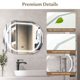 Tangkula LED Bathroom Mirror, Single Beveled Edge Anti-Fog Mirror with 3 Color LED Light, Memory Function