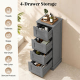 Tangkula 12 x 12 x 33 Inch Bathroom Floor Cabinet with 4 Drawers