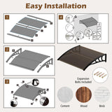 Tangkula 30" x 39" Window Awning with Hollow Sheet for Rain Snow Sunlight Protection