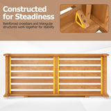 Tangkula Acacia Wood Outdoor Bench with Backrest and Armrests