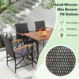 Tangkula Patio Wicker Chair Set of 2, Outdoor PE Rattan Chairs