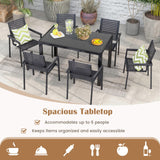 Tangkula Patio Wicker Dining Table for 6, 48 Inch Rectangular Table with Rattan Tabletop & Heavy-Duty Metal Frame (Mix Brown)
