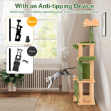 Tangkula Cactus Cat Tree, 63 Inch Multi-Level Tall Cat Tower with Sisal Scratching Posts & Board