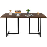 Tangkula Industrial Kitchen Dining Table, Modern Multifunctional Desk with Solid Iron Frame