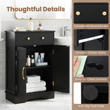 Tangkula Modern Freestanding Bathroom Storage Cabinet w/Large Pull-Out Drawer