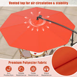 Tangkula 10 Ft Patio Offset Umbrella, 40 LED Lighted Market Umbrella W/8 Sturdy Ribs, Easy Tilt Adjustment & Crank (Orange)