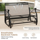 Tangkula 2-Person Swing Gliding Loveseat with Breathable Fabric Seat & Soft Cushions
