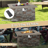 Tangkula 50,000 BTU Propane Fire Pit Table, 43.5 Inch Rectangle Fire Table with Faux Stone Surface