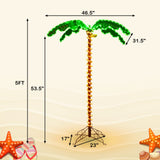 Tangkula Artificial Lighted Palm Tree with 4 Fronds & Metal Base