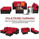 Tangkula 5 Piece Patio Furniture Set, Outdoor Sectional Rattan Sofa Set
