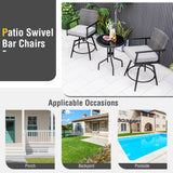 Tangkula Patio Swivel Bar Stools Set of 2, Outdoor Counter Height Bar Chairs with PE Rattan Back