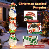 Tangkula Christmas Lighted Penguins Decoration with Warm White Lights and Cute Hats