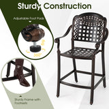Set of 2/4 Outdoor Bar Stool 25.5 Inch Counter Height Cast Aluminum Bar Chairs
