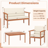 Tangkula Acacia Wood Patio Conversation Set