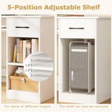Tangkula White Desk with Drawer & Keyboard Tray