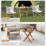 Tangkula Outdoor Folding Side Table with X-Shaped Legs & Slatted Tabletop