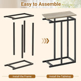 Tangkula C-Shaped End Table Slide Under Couch TV Tray