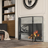 Tangkula 52 x 31 Inch Fireplace Screen, 3-Panel Folding Spark Guard w/Natural Scenery & Moose Pattern