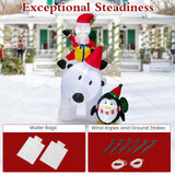 Tangkula 7.5 FT Christmas Inflatable Polar Bear, Blow up Santa Claus Riding Bear with Penguin, Gift Bags & Gift Box