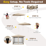 Tangkula 11.5 x 11.5 FT Pop-up Canopy Instant One-Person Setup with Mesh Screen Netting