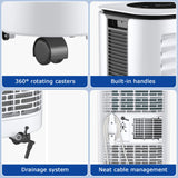 Portable Air Conditioner, 9000BTU 4-in-1 Multi-function Air Conditioner with 2 Wind Speeds, Remote Control, 24H Timer