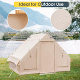 Tangkula Inflatable Camping Tent with Pump, 4-6 People Outdoor Blow Up Cabin Tent with 7 Mesh Windows