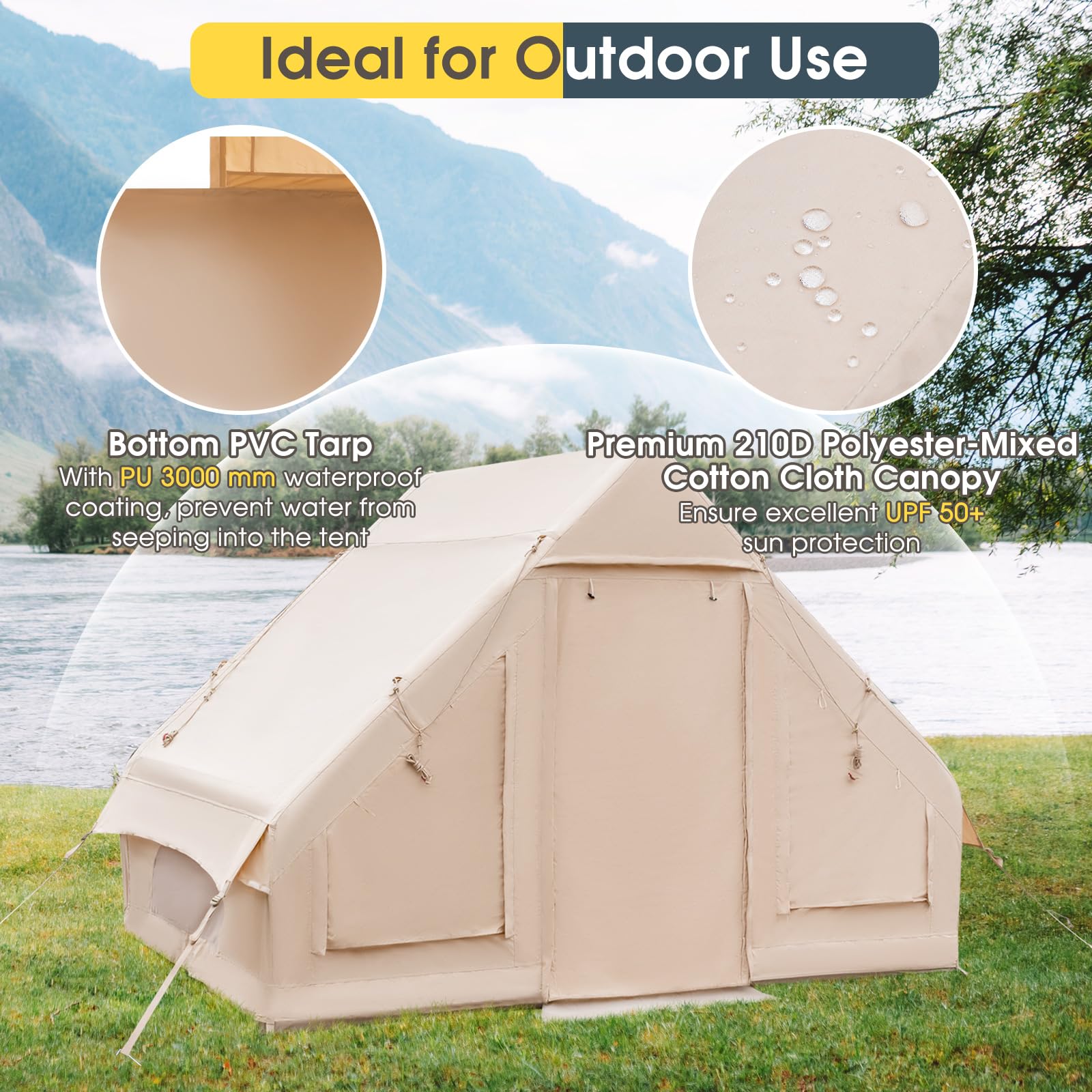 inflatable camping tent Tangkula Inflatable Camping Tent with Pump, 4-6 People Outdoor Blow Up Cabin Tent with 7 Mesh Windows