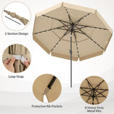 Tangkula 3 Tiers Scalloped Outdoor Table Market Umbrella with 32 LED Lights