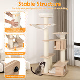 Tangkula Multi Layer Wood Cat Tower with Scratching Posts
