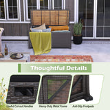 Tangkula 45 Gallon Outdoor Storage Bench, Mix Brown Rattan Storage Container with Zippered Liner