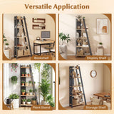 Tangkuka 4/5-Tier Ladder Bookshelf w/Trapezoidal Design for Small Space