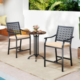 Tangkula Counter Height Patio Bar Chairs with Cushions for Garden