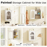 Tangkula Bathroom Wall Cabinet with Tempered Glass Door & Adjustable Shelf