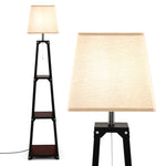 Modern Wood Square Standing Lamp - Tangkula
