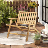 Tangkula Outdoor Teak Wood Natural Mid Century Accent Armchair