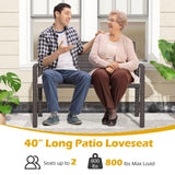 Tangkula Outdoor Rattan Bench 2-Person Patio Loveseat