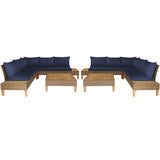 Tangkula 4PCS Acacia Wood Patio Furniture Set, Outdoor Wicker Sectional Sofa Set