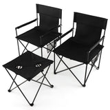 Tangkula 3 Piece Camping Chairs with Table, Portable Folding Lawn Chair with Side Table, Carrying Bag