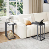 Tangkula C-Shaped End Table with Metal Frame for Living Room Bedroom Office