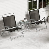 Tangkula 3 Piece Patio Folding Chair Set, Outdoor Metal Conversation Set