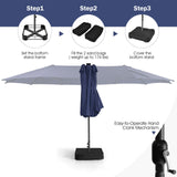 Tangkula 11 Pieces Patio Dining Set with 15 ft Double-Sided Patio LED Umbrella (Base Included)
