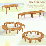Tangkula Outdoor Acacia Wood Curved Garden Bench Fire Pit Bench Seat