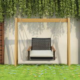 Tangkula 1-Person Rattan Porch Swing with Cushion