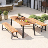 Tangkula 63" Acacia Wood Outdoor Bench, 3-Person Patio Bench with 800 lbs Weight Capacity