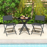 Tangkula 3 Piece Folding Bistro Set Patio Dining Furniture with Breathable Fabric Seat