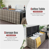 Tangkula 96 Gallon Deck Box, PE Wicker Outdoor Storage Box with 4 Wheels and Waterproof Zippered Liner