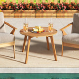 Tangkula 24.5 Inch Outdoor Acacia Wood Round Accent Bistro Patio Table with Slatted Tabletop